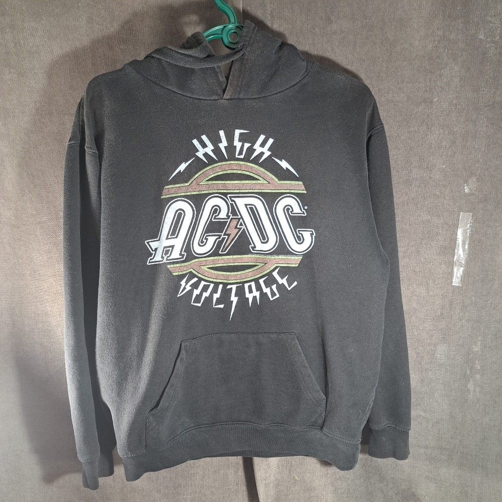 AC/DC High Voltage Black Pullover Hoodie Kangaroo Pocket Drawstring G- M